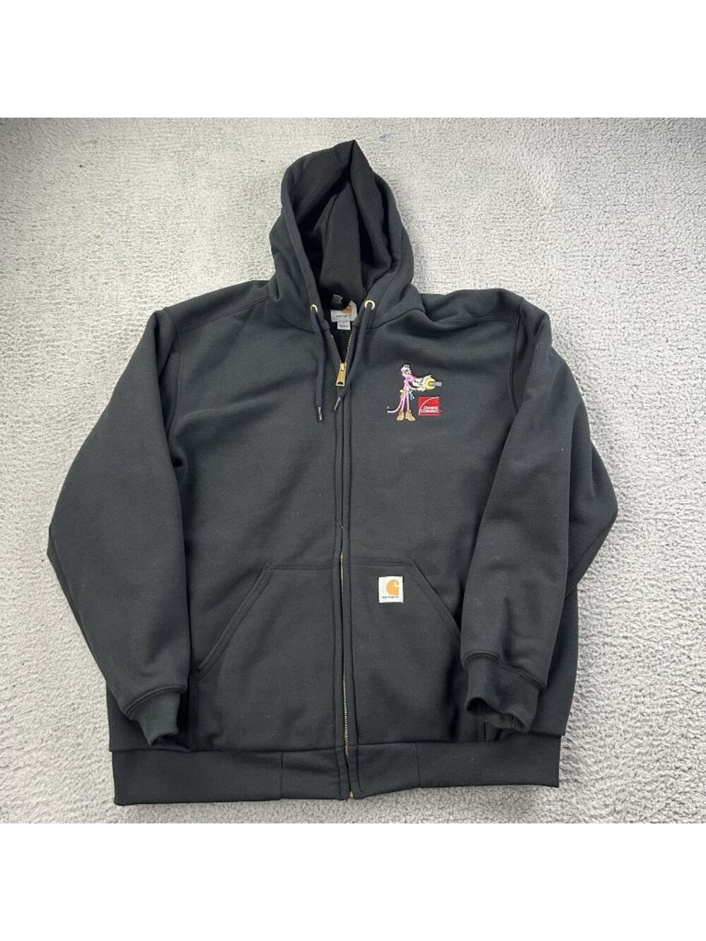 Carhartt Thermal Full Zip Hoodie Mens XL Large Black Pink Panther Owen’s Corning